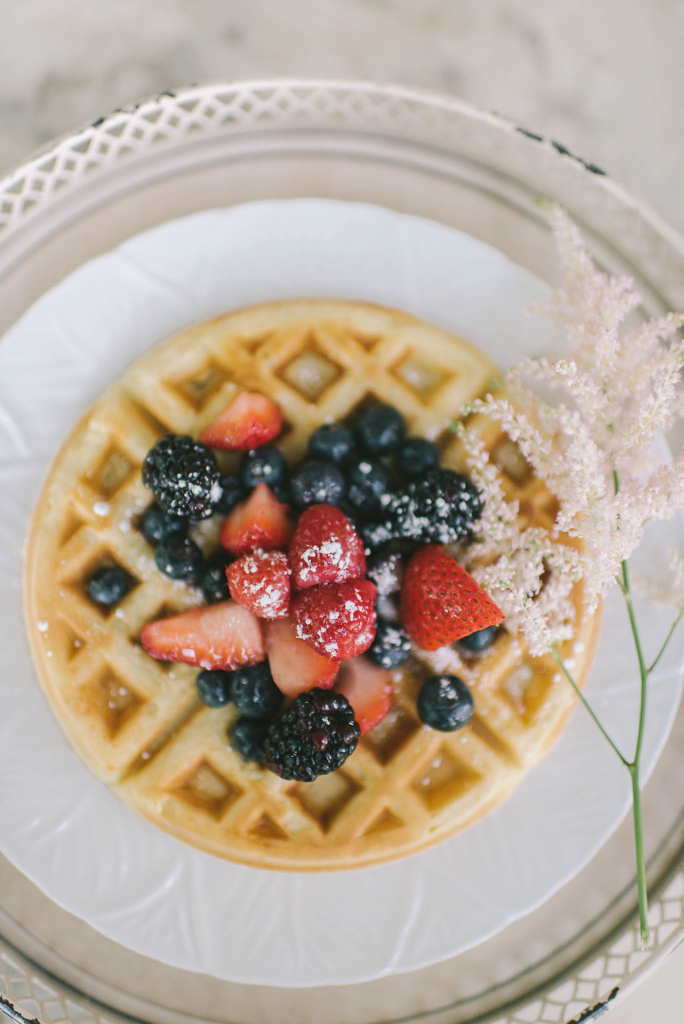 Waffles topped with fresh Berries